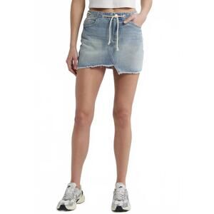 PTCL Asymmetrical Drawstring Waist Raw Hem Denim Skirts Light Wash NWT XS